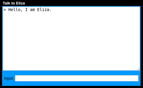A screenshot of an Eliza chatbot