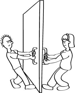 User conflict opening a door.
