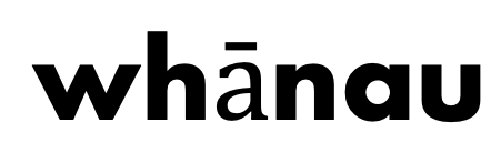 The word 'whānau' in a bold sans-serif font, but the 'ā' is in a different thinner serif font. (The original bold font does not support tohutō so a different font is substituted in that does.)