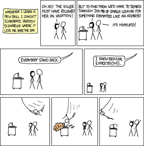 An xkcd cartoon comment on regular expressions