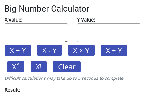Thumbnail of Big Number Calculator interactive