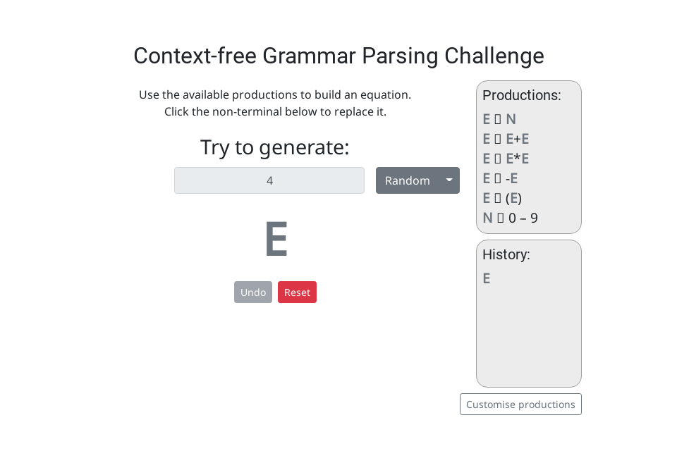 Write a CFG to generate and recognize a formal game