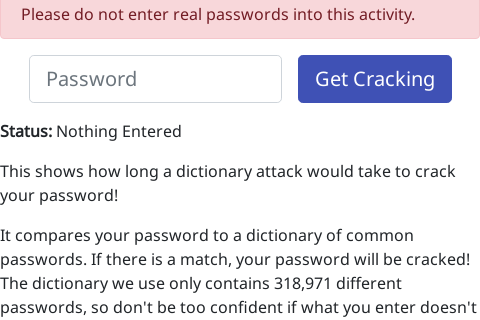 Thumbnail of Password Strength - Dictionary interactive
